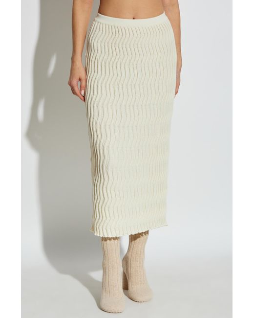 Bottega Veneta Natural Ribbed Skirt