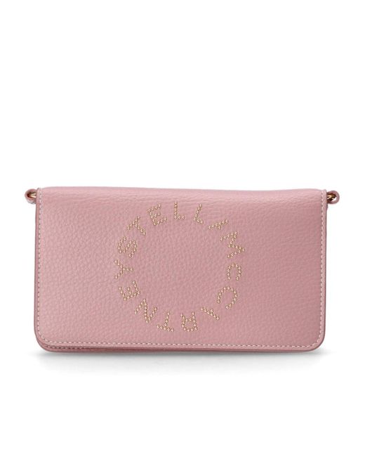 Stella McCartney Pink Logo Embellished Mini Shoulder Bag
