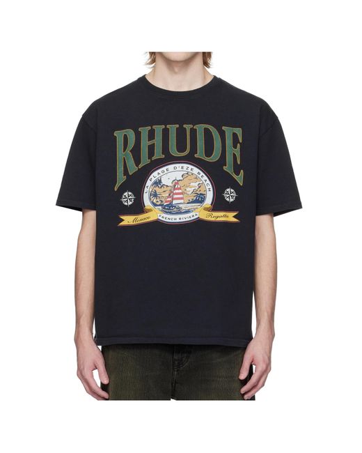 Rhude Black Short Sleeve T-Shirt for men