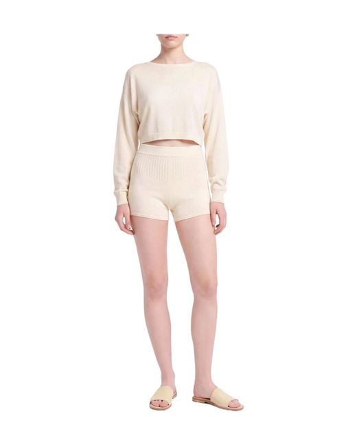 Max Mara Natural Solid-Colored Knit Shorts