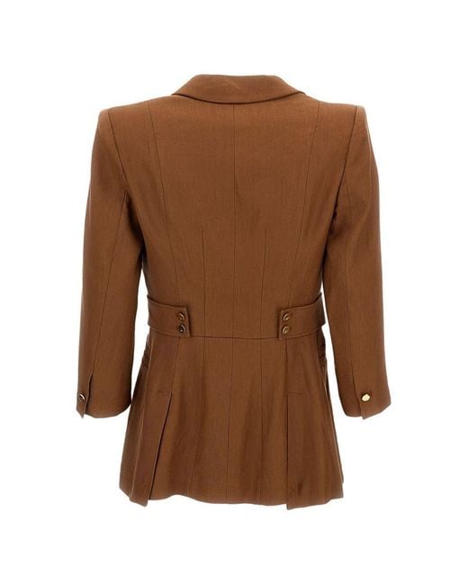 Elisabetta Franchi Brown Structured Single-Breasted Blazer