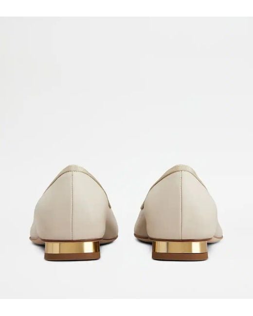Tod's Natural Bow-Detail Ballet Flats