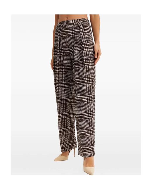 Norma Kamali Multicolor Pleated Houndstooth Trousers