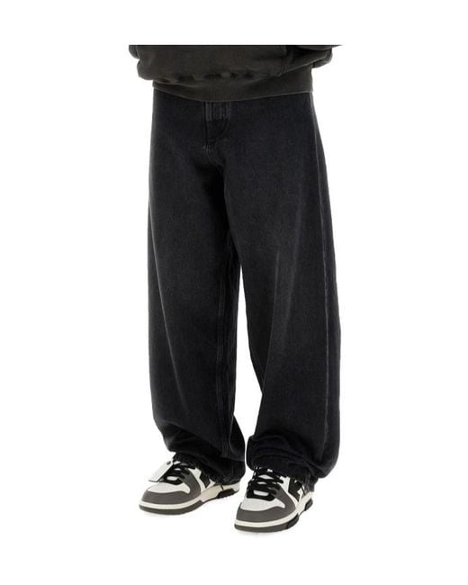 Off-White c/o Virgil Abloh Black Logo Patch Wide Leg Jeans for men