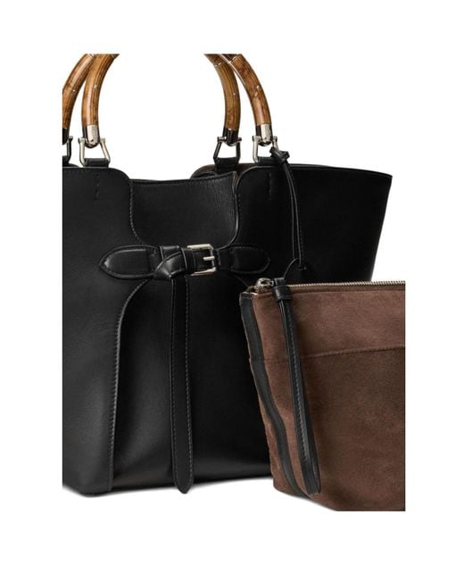Ralph Lauren Black Medium Leather Tote Bag