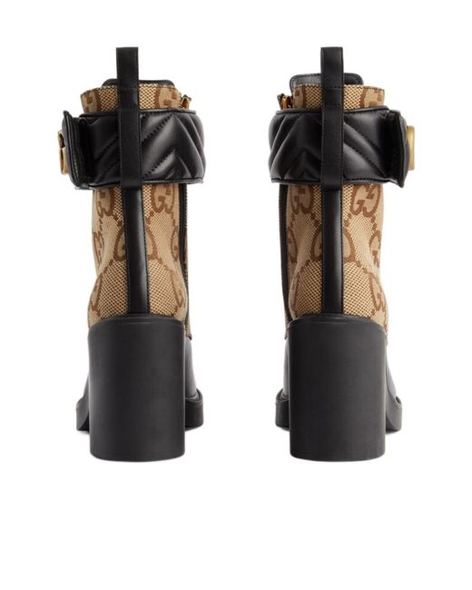 Gucci Brown Monogram Panelled Ankle Boots