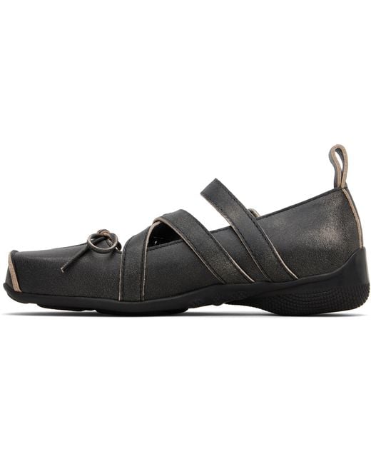 OPEN YY Black Cross-Strap Ballet Flats