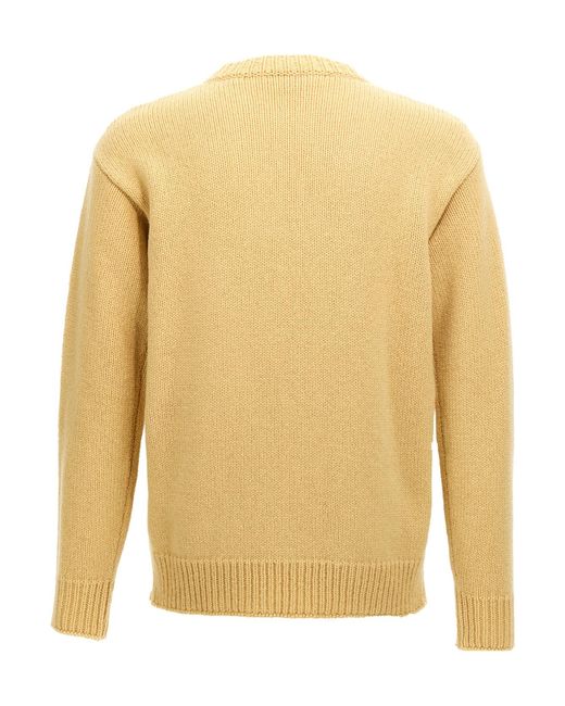 Marni Yellow Logo-Embroidered Knitted Jumper for men