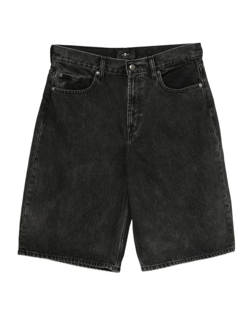 7 For All Mankind Black Wide-Leg Shorts for men