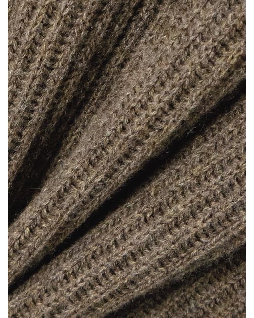 LeKasha Green Palermo Ribbed Organic Cashmere Sweater