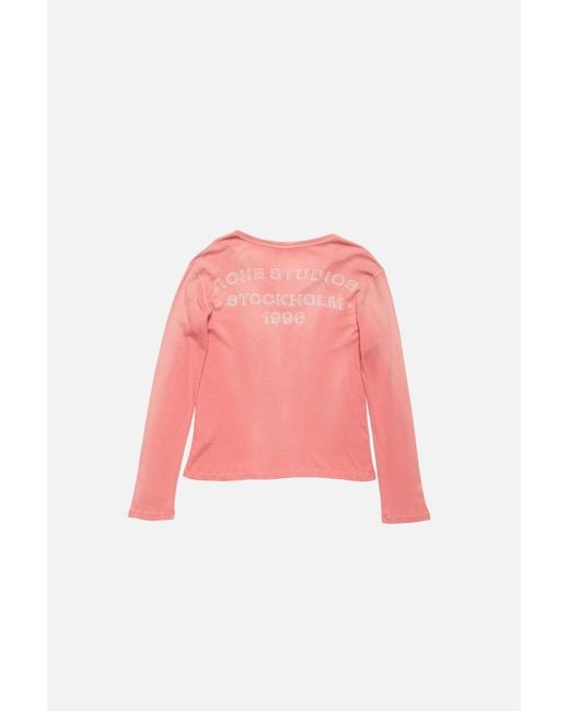 Acne Pink Sprayed Logo T-Shirt for men
