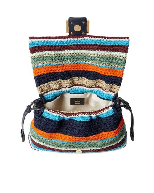 Fendi Multicolor Medium Mamma Baguette Striped Tote Bag
