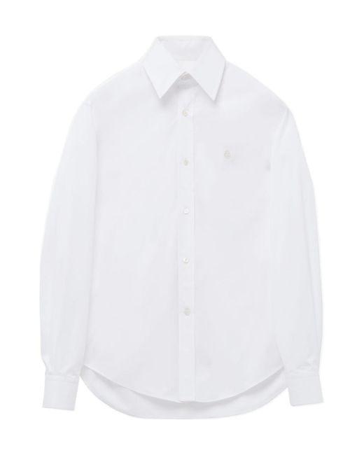 McQueen White Skull Embroidered Shirt for men