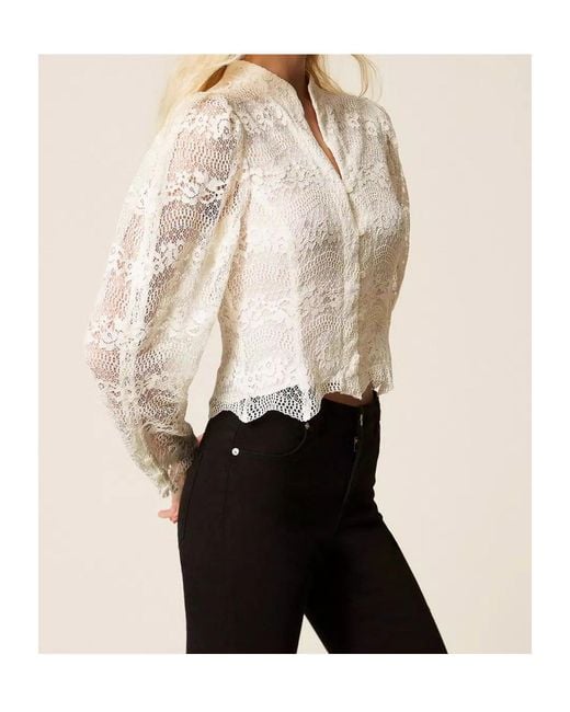 Twinset White Madreperla Lace Shirt