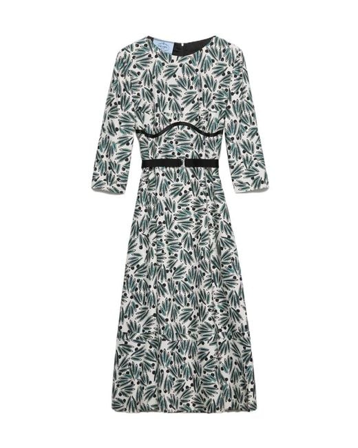 Prada Gray Printed Pongé Dress