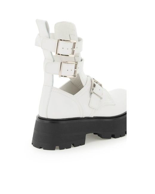 Alexander McQueen White Rave Buckle Boots