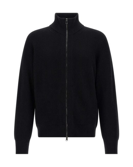 Roberto Collina Blue Zippered Ribbed Sweater for men
