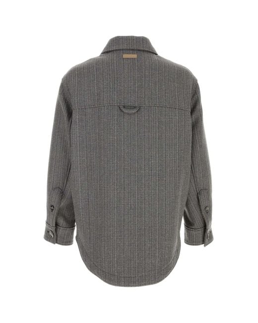 AMI Gray Buttoned Overshirt for men