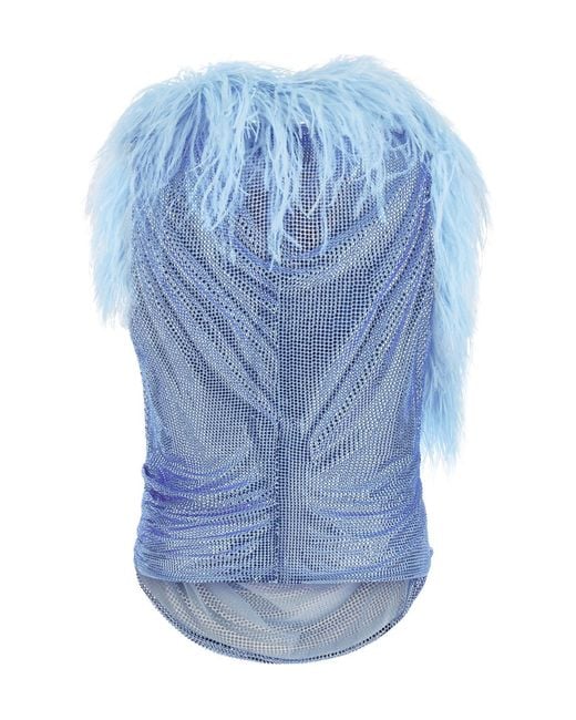GIUSEPPE DI MORABITO Blue Sleeveless Mesh T-Shirt