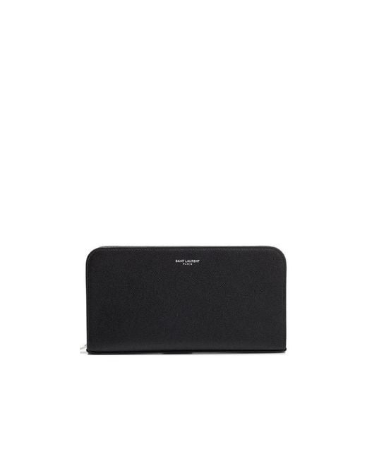 Saint Laurent Black Zipper Texture Wallet for men