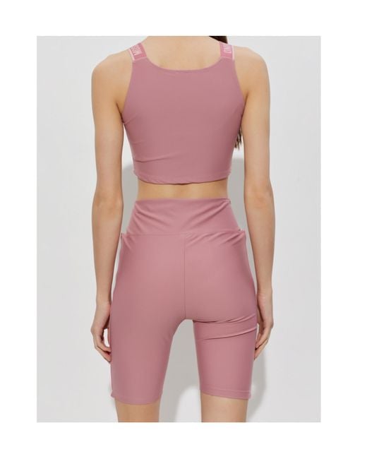 Moschino Pink Logo Rubberised Cropped Top
