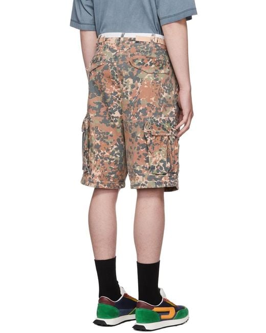 DIESEL Gray Camouflage Printed Shorts for men