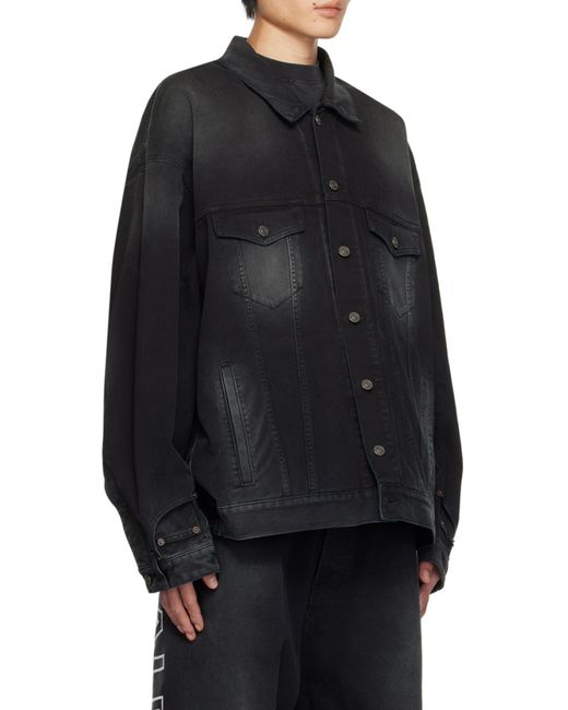 Balenciaga Black Deconstructed Straight Hem Denim Jacket for men