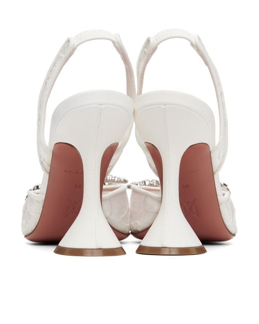 AMINA MUADDI Metallic Rosie Lace Sling 95 Pointed-Toe High-Heeled Sandals