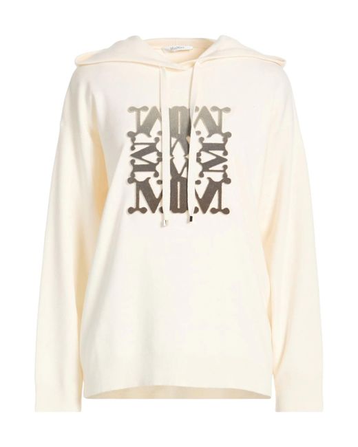 Max Mara White Wool Knitted Hooded Top