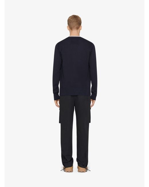 Givenchy Blue Logo Embroidered Button-Up Cardigan for men