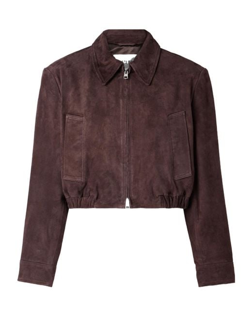 Agolde Brown Nahla Cropped Suede Jacket