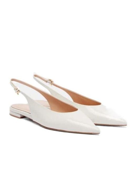 Gianvito Rossi White Patent Leather Slingback Flats