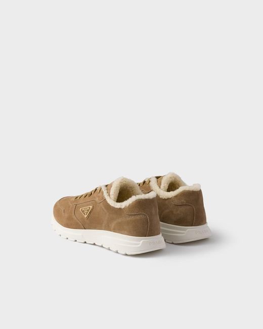 Prada Brown Prax Suede Sneakers for men