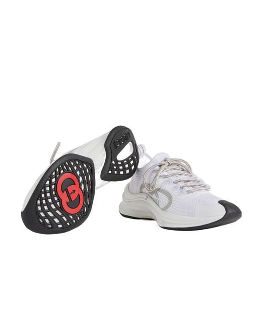Gucci White Run Lace-Up Sneakers