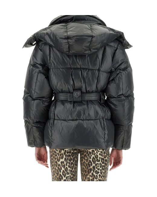 Ganni Gray Hooded Puffer Jacket