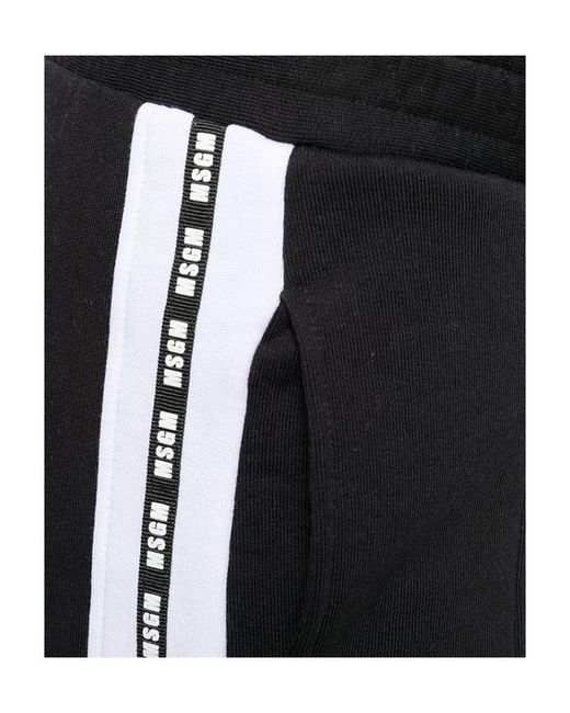 MSGM Black Logo Striped Sweatpants