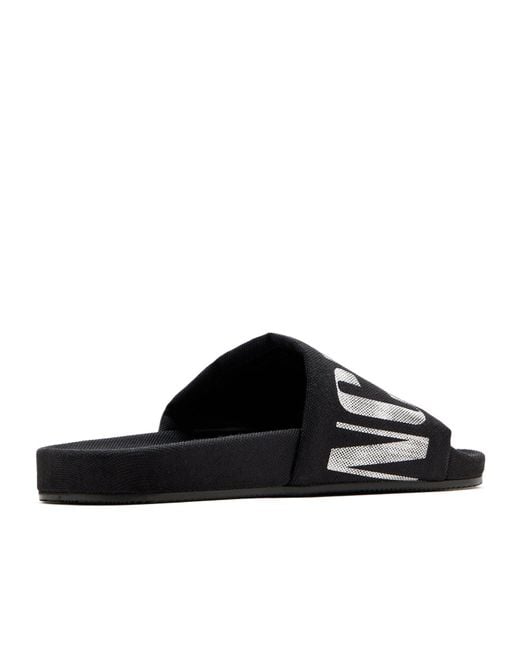 Balenciaga Black Logo Printed Pool Slides for men