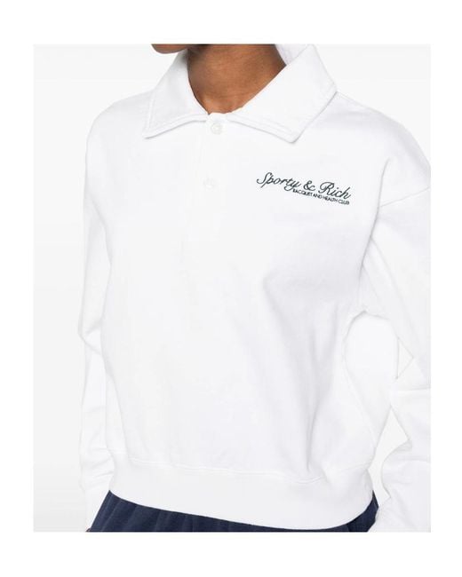 Sporty & Rich White Long-Sleeved Polo Shirt