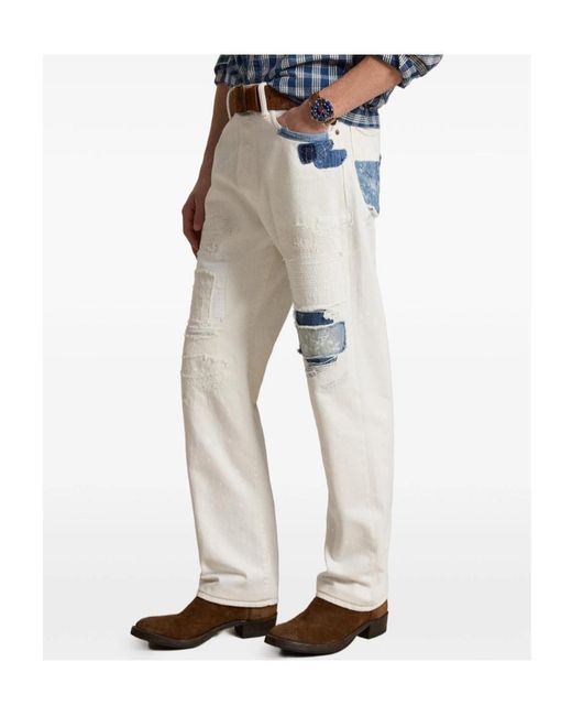 Polo Ralph Lauren White Heritage Patchwork Jeans for men