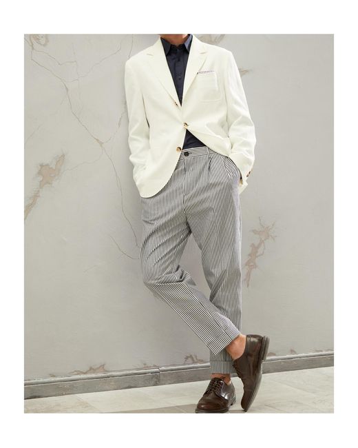 Brunello Cucinelli White Long Sleeved Buttoned Jacket for men