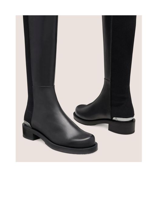 Stuart Weitzman Black Round-Headed Boots