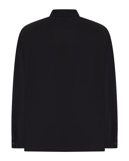 Prada Black Cotton Overshirt With Zip for men