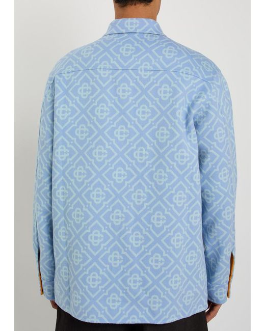 Casablanca Blue Monogrammed Wool Overshirt for men