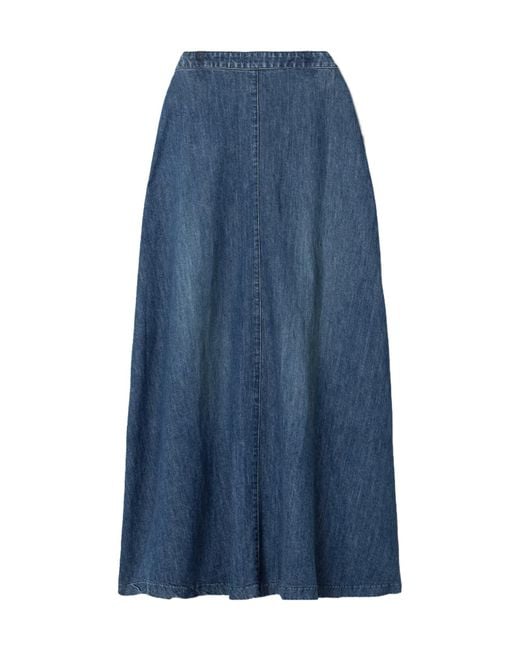 Nili Lotan Blue Astrid Denim Maxi Skirt