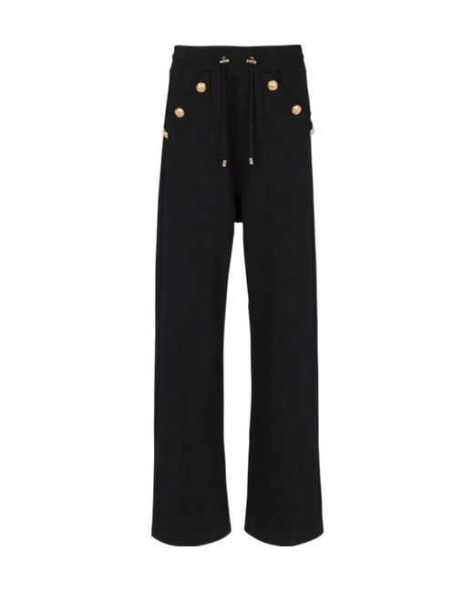 Balmain Black Loose-Fitting Buttoned Joggers