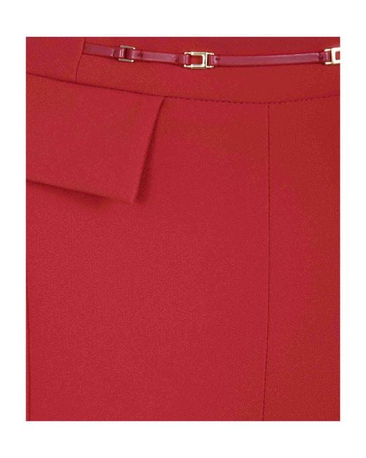 Elisabetta Franchi Red Pleated Casual Trousers