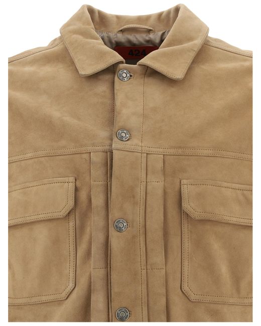 424 Natural Button-Up Leather Jacket for men