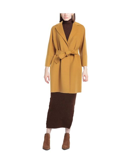 Max Mara Yellow Solid Color Woolen Coat