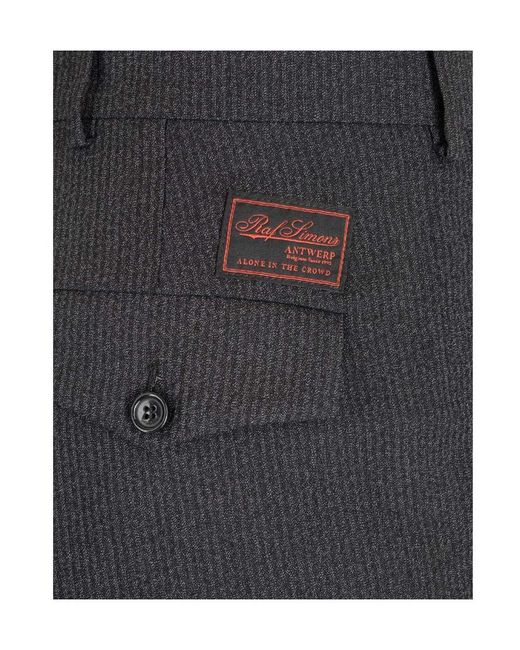 Raf Simons Gray Striped Wool-Blend Pants for men