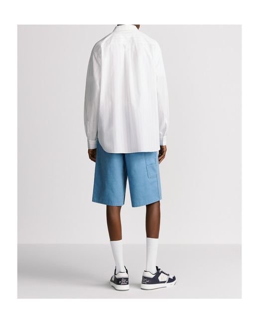 Dior Blue Homme Logo Embroidered Bermuda Shorts for men